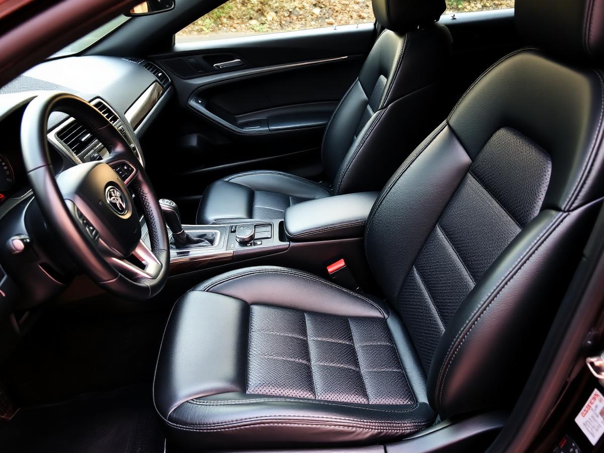 Clean conditioned black leather car interior