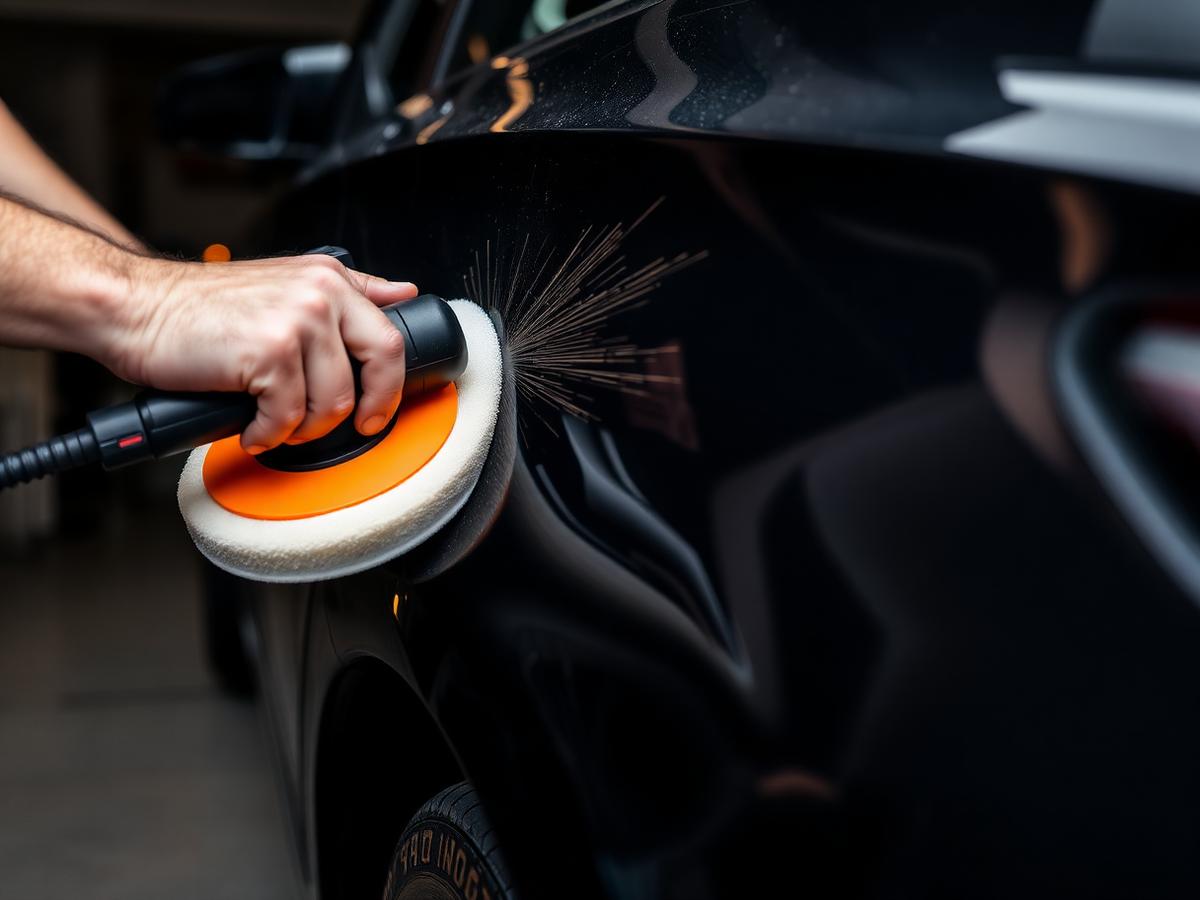 Apex Shine detailer polishing a vehicle in Smithfield, NC